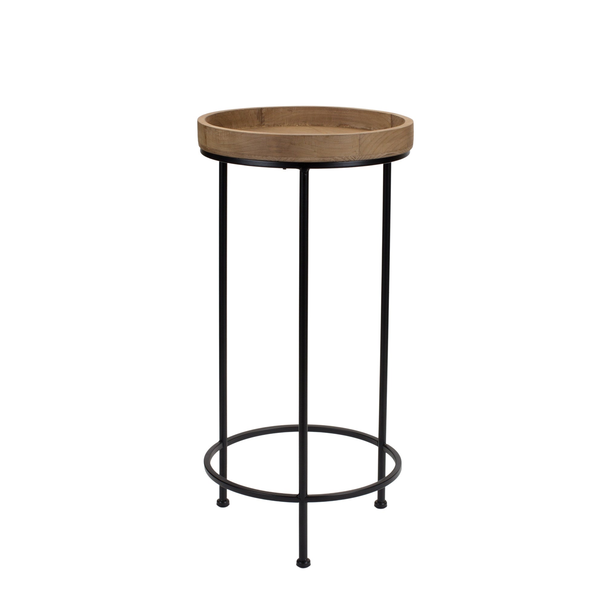 Set of Three 29" Black And Brown Round End Tables