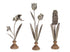 Set Of Three 16" Silver and Brown Polyresin Flower Figurine