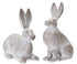 Set of Two 17" White Washed Polyresin Rabbit Figurine Tabletop Sculpture