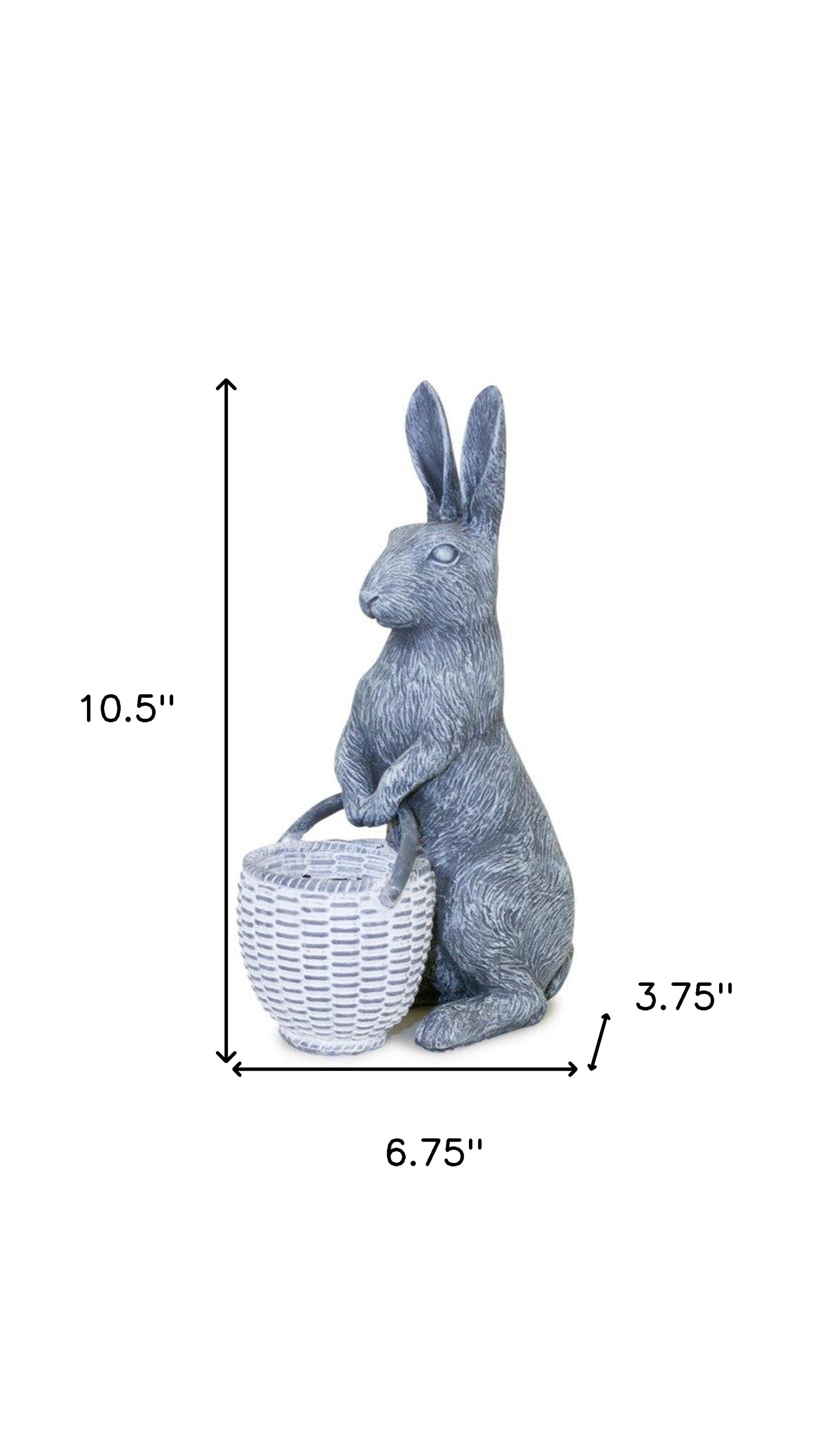 11" Gray and White Polyresin Rabbit Figurine