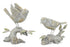 Set Of Two 7" Gold and White Polyresin Bird Bird Figurine