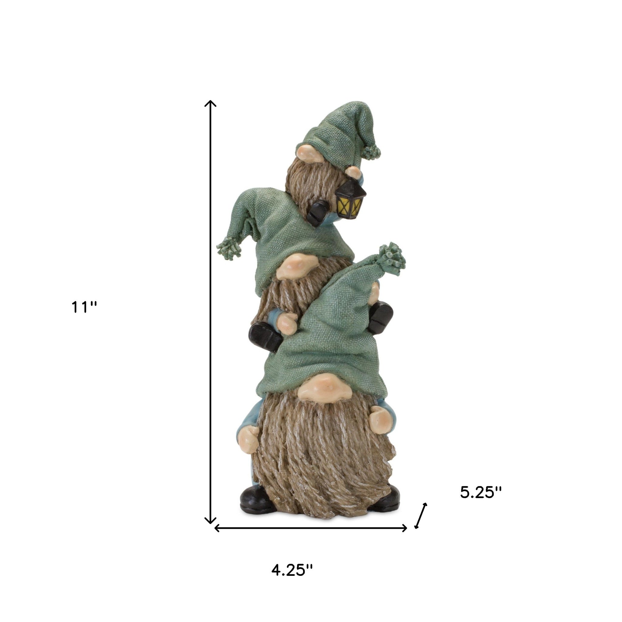 Set of Two 11" Blue and Green Polyresin Other Fantasy Sci-Fi Sitting Gnome Tabletop Sculpture