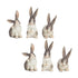 Set Of Six 7" Gray and White Polyresin Rabbit Figurine