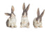 Set Of Six 7" Gray and White Polyresin Rabbit Figurine