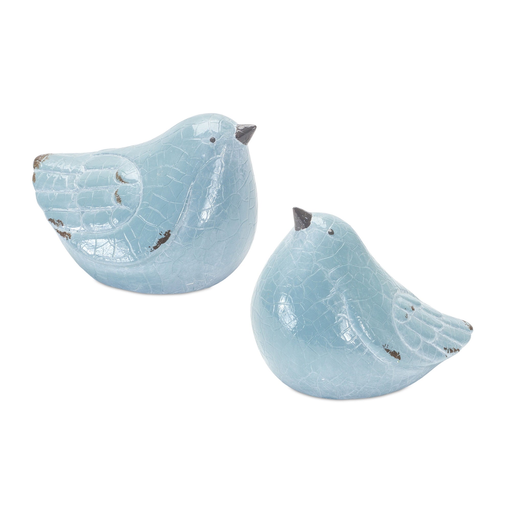 Set Of Four 4" Blue Resin Bird Bird Figurine