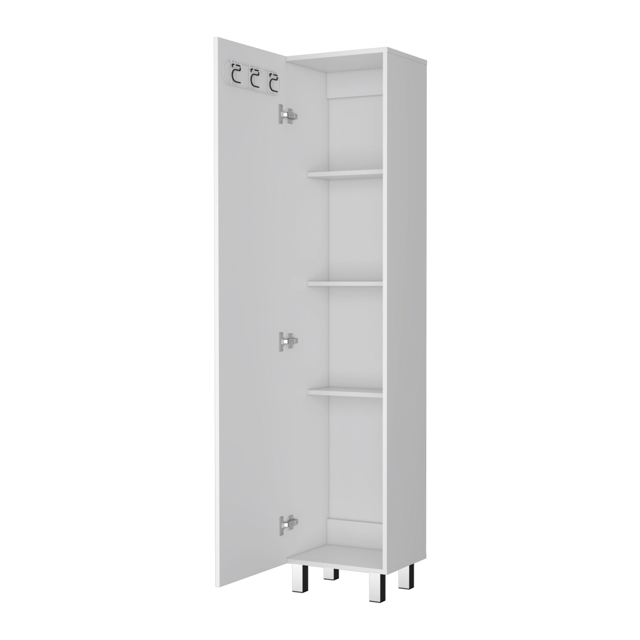 16" White Accent Cabinet With Four Shelves