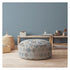 24" Blue Flax Round Polka Dots Pouf Cover
