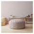 24" Pink And White Canvas Round Abstract Pouf Cover