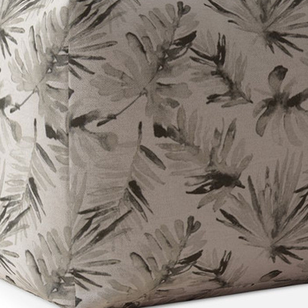 17" Beige Flax Floral Pouf Cover