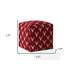 17" Red And White Cotton Stag Pouf Cover