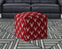 17" Red And White Cotton Stag Pouf Cover