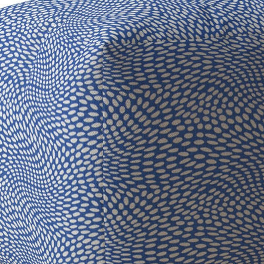 17" Blue And White Canvas Polka Dots Pouf Cover