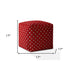 17" Red And White Cotton Polka Dots Pouf Cover