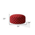 24" Red And White Cotton Round Polka Dots Pouf Cover
