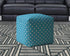 17" Blue And White Cotton Polka Dots Pouf Cover