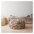 24" Green And White Cotton Round Abstract Pouf Cover
