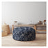 24" Blue And White Canvas Round Damask Pouf Cover