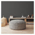 24" Black And Gray Canvas Round Abstract Pouf Cover