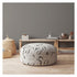 24" Black And Gray Polyester Round Abstract Pouf Cover