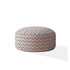 24" Gray Twill Round Chevron Pouf Cover