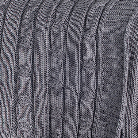 Light Gray Knitted 100% Cotton Throw Blanket