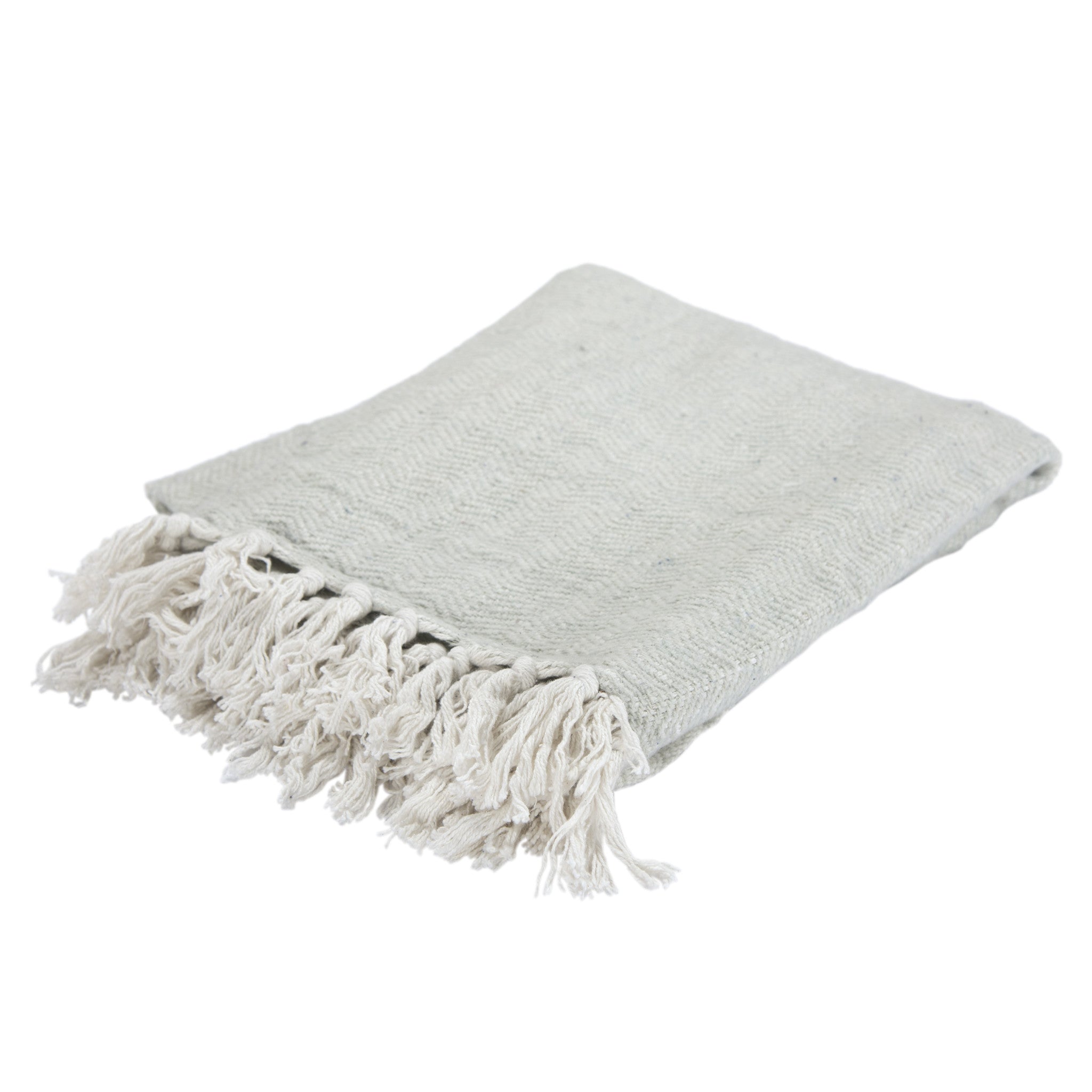 Light Gray Woven 100% Cotton Throw Blanket