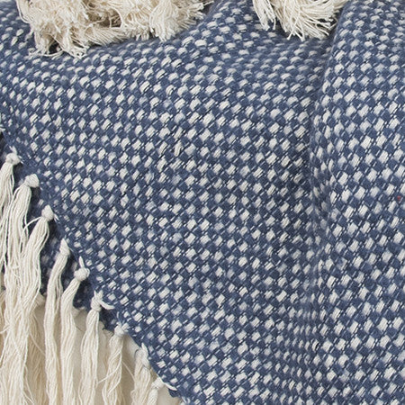 Navy Blue Woven 100% Cotton Throw Blanket