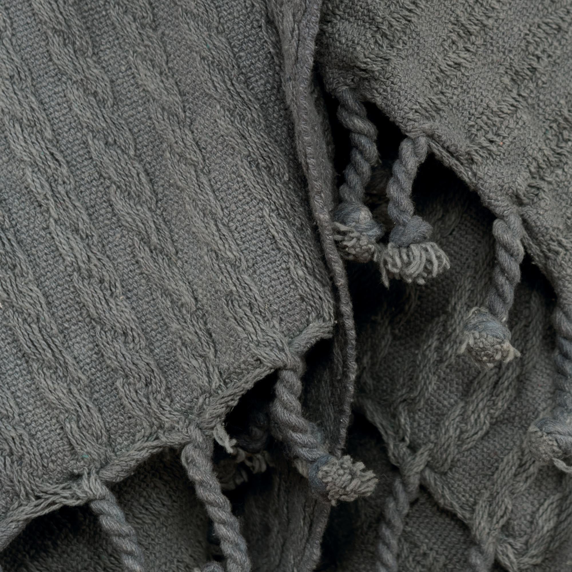 Gray Knitted 100% Cotton Throw Blanket