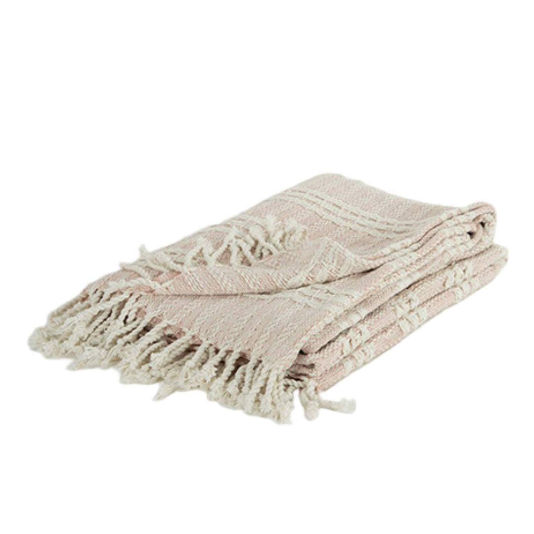 Blush Woven 100% Cotton Throw Blanket