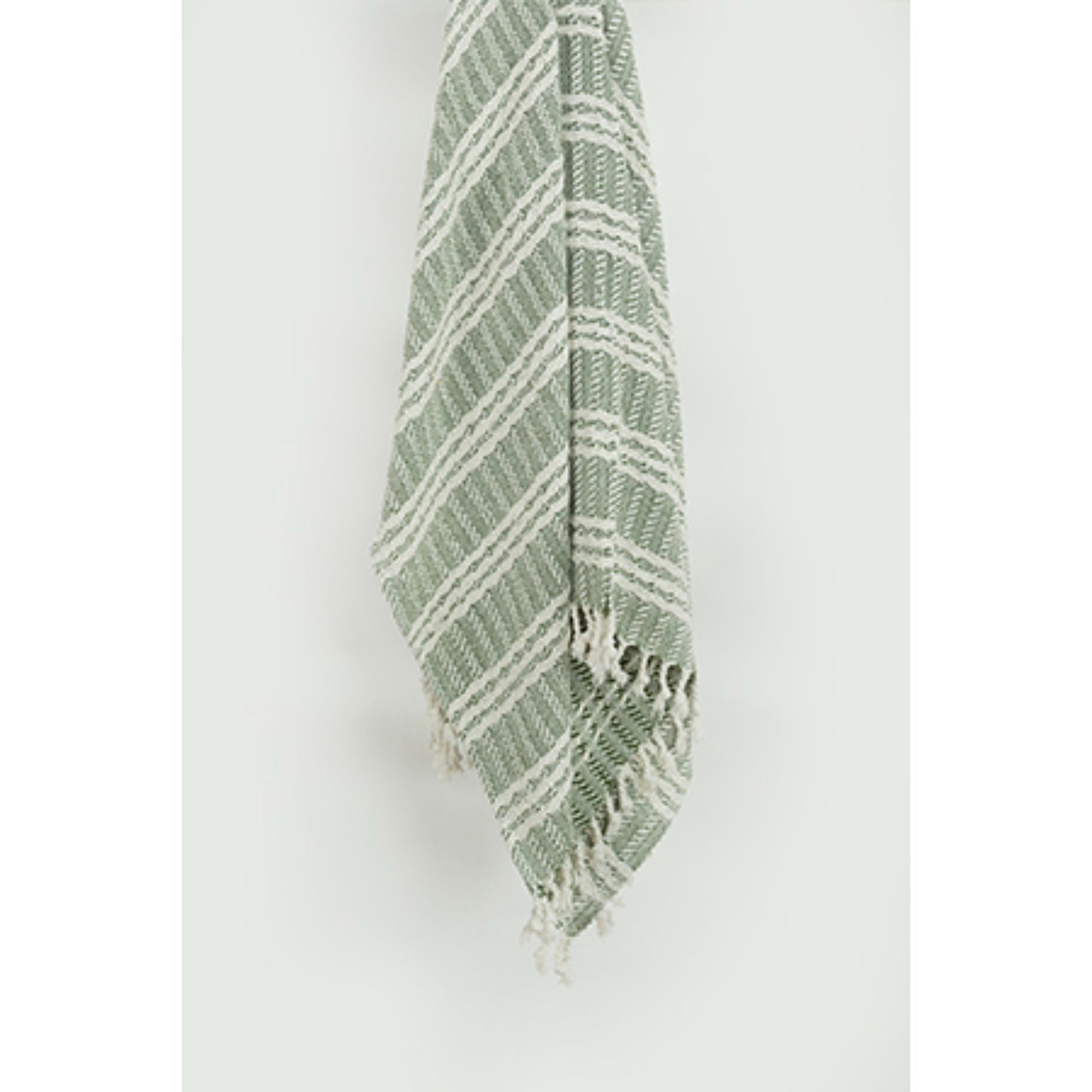 Green Woven 100% Cotton Throw Blanket