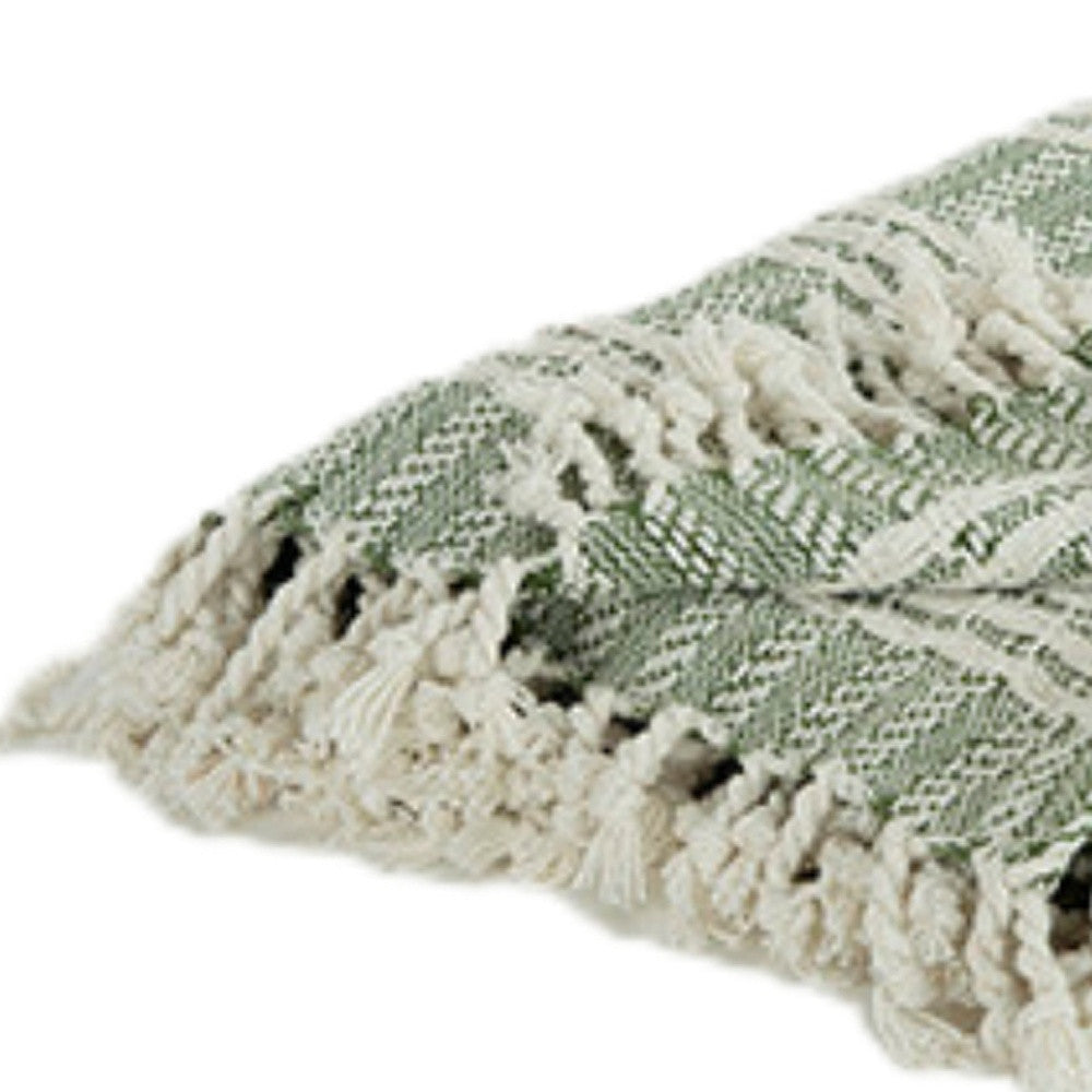 Green Woven 100% Cotton Throw Blanket