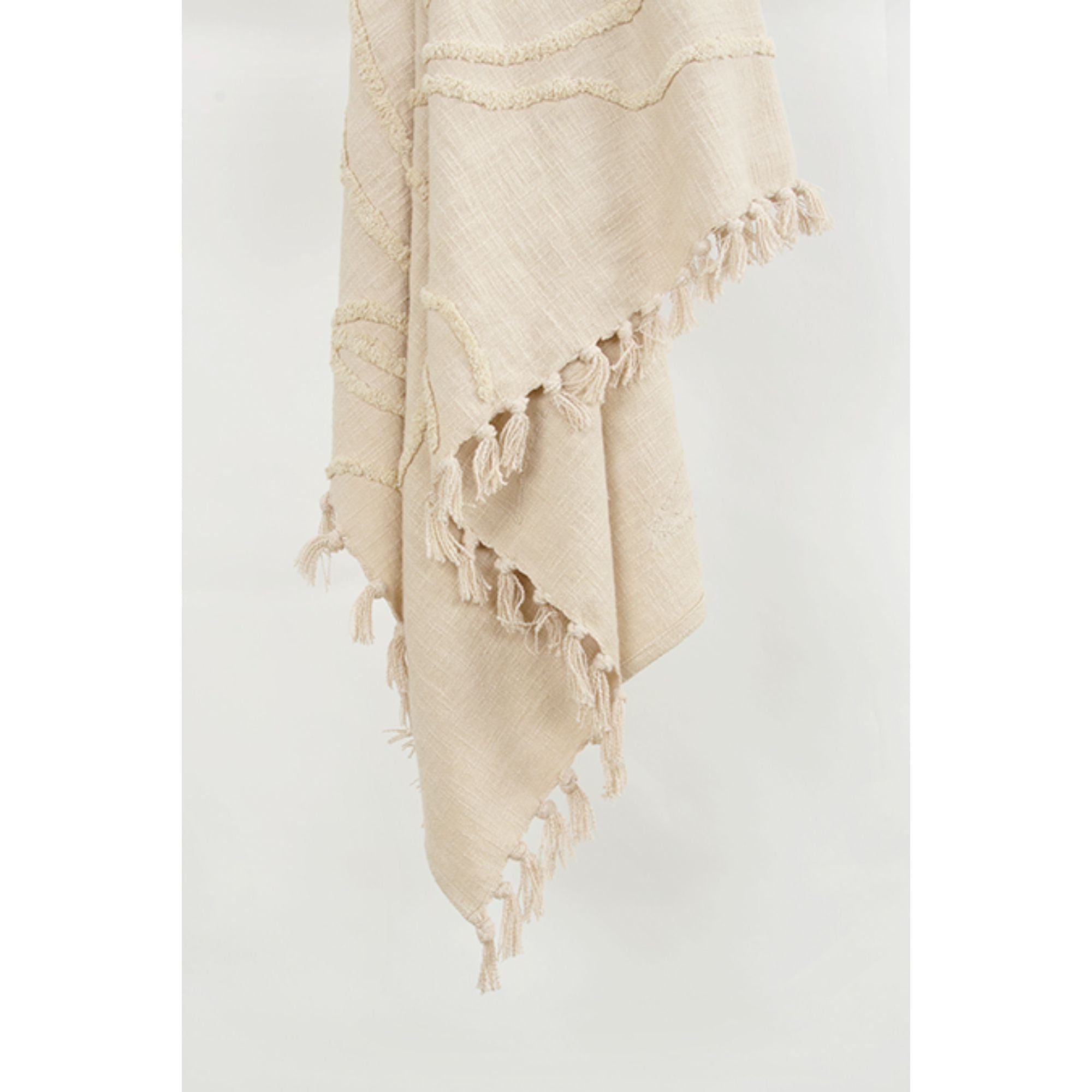 Natural Woven 100% Woven Textured Cotton Throw Blanket