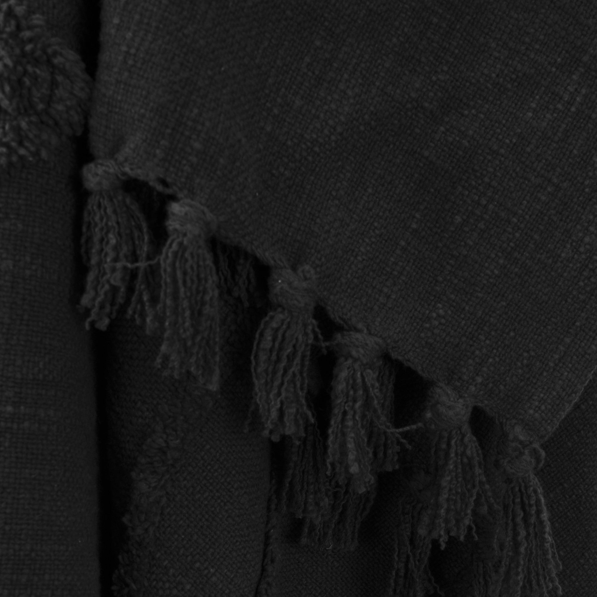 Black Woven 100% Woven Textured Cotton Throw Blanket