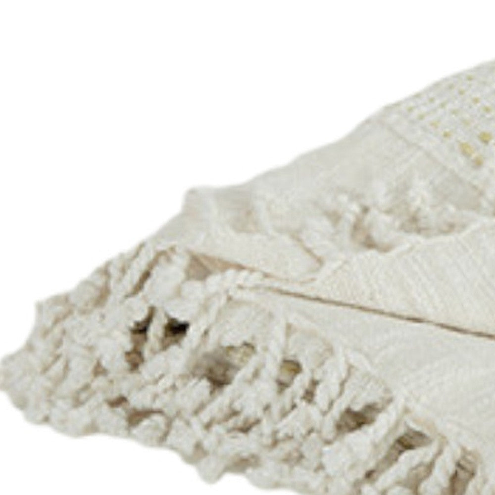 Natural Woven Cotton Throw Blanket