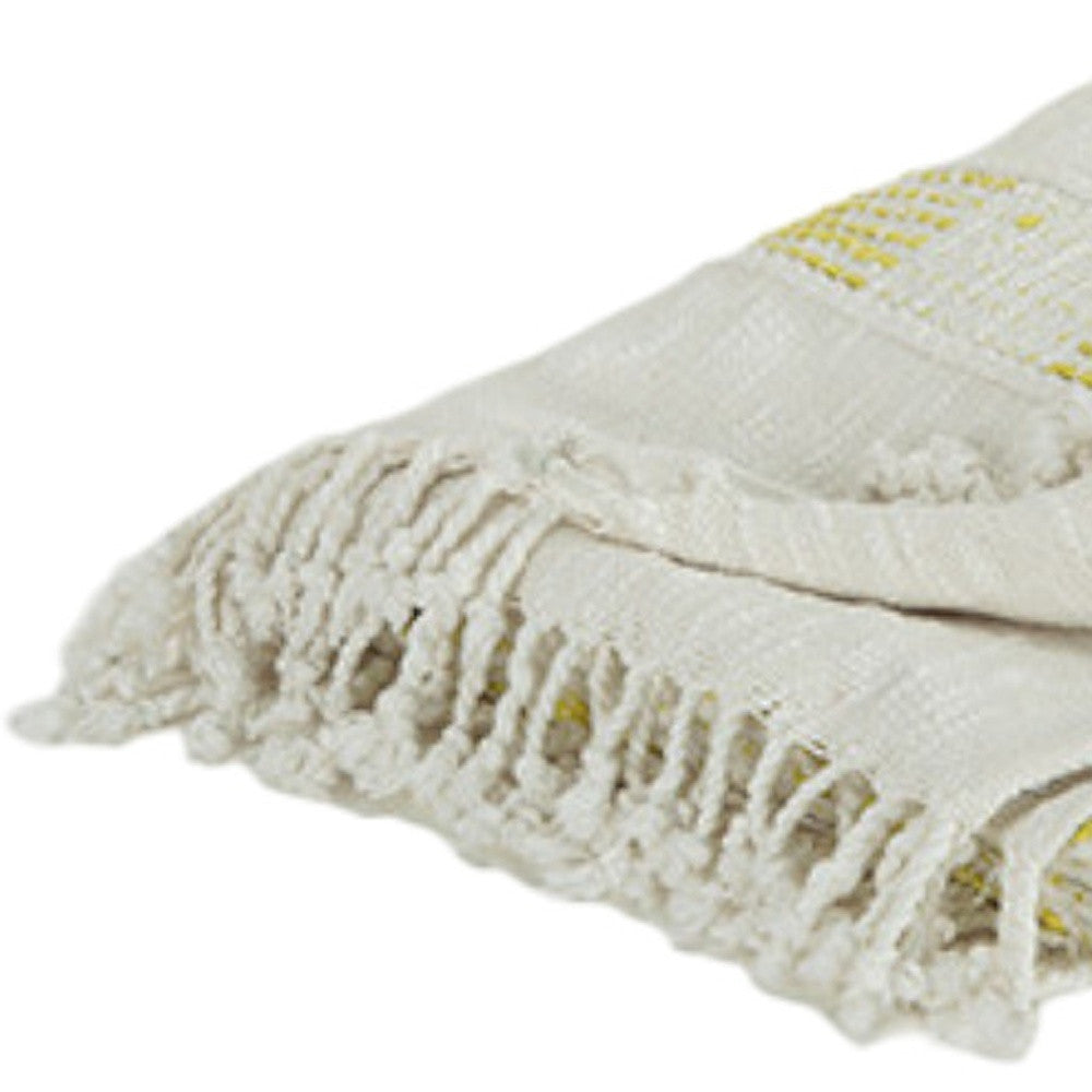 Yellow Woven Cotton Throw Blanket