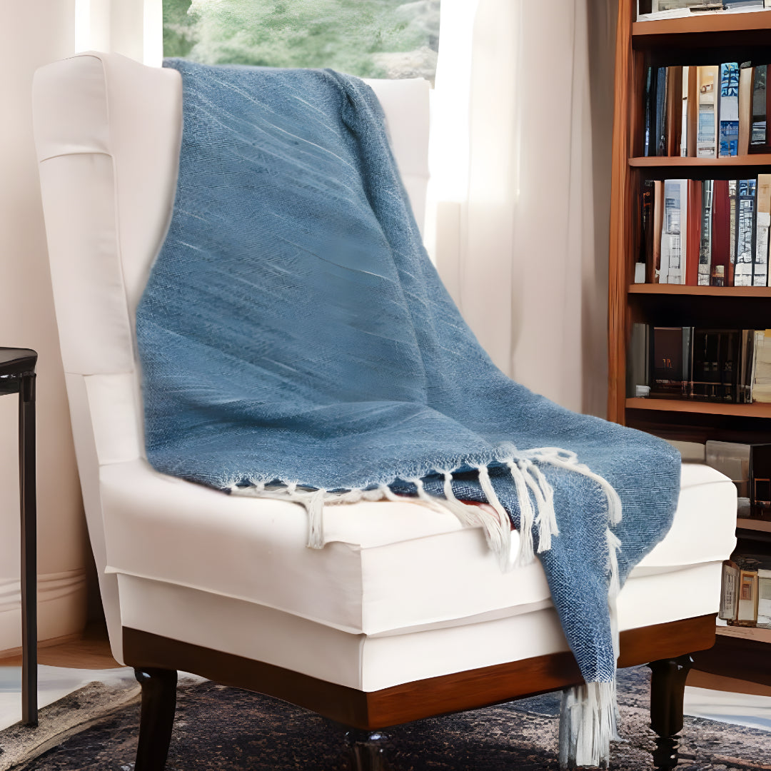 Blue Woven 100% Poly Pet Throw Blanket