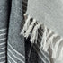 Gray and White Woven Recycled PET Polyester Throw Blanket with Tassels