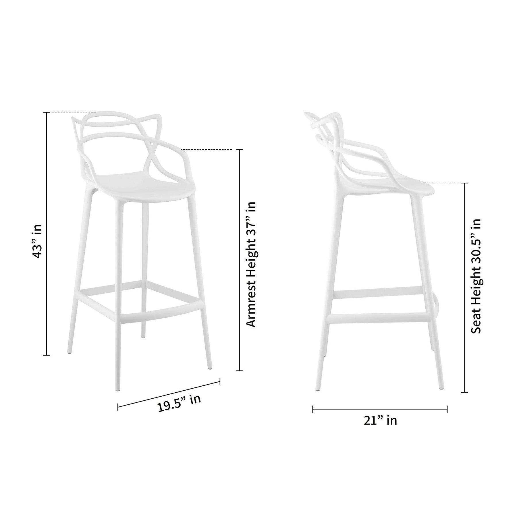 31" White Bar Chair