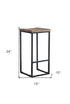 " Wood Brown And Black Iron Backless Counter Height Bar Chair