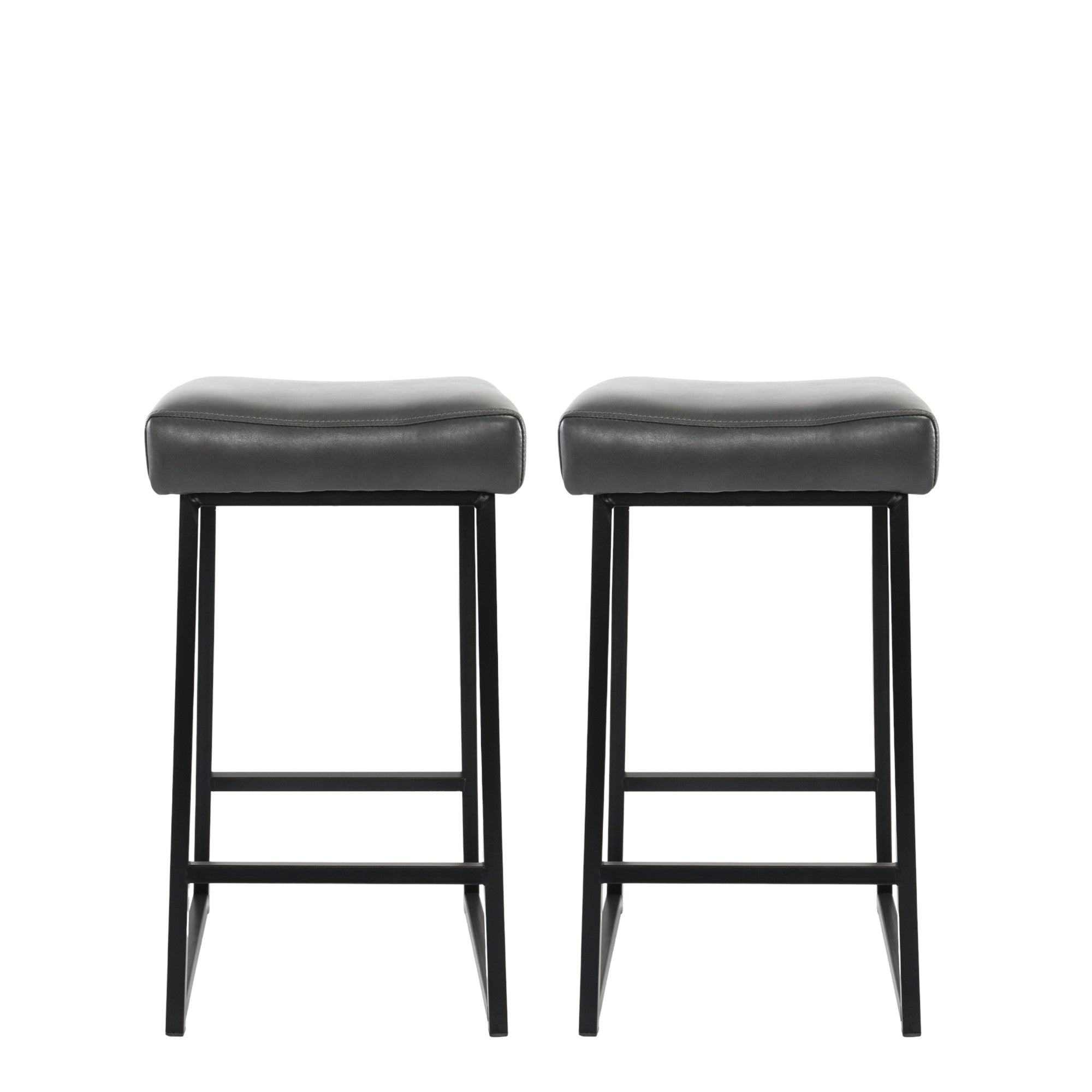 Set of Two " Black Metal Backless Bar Height Bar Chairs