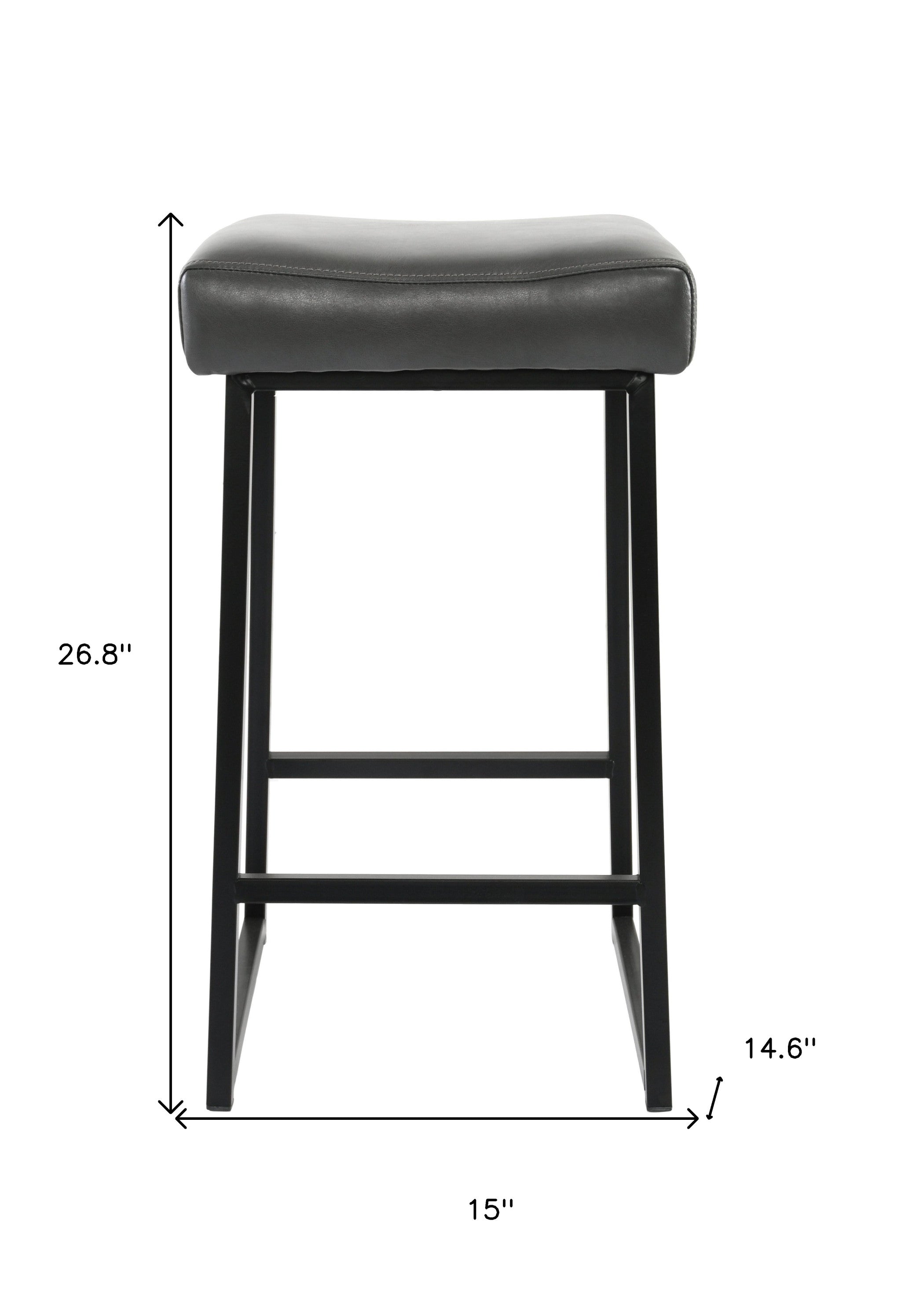 Set of Two " Black Metal Backless Bar Height Bar Chairs