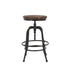 24" Brown And Black Iron Backless Adjustable Height Bar Chair