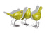 Set of Three Lemongrass Green Polyresin and Metal Bird Sculptures