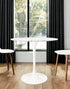 32" White Marble And Metal Dining Table