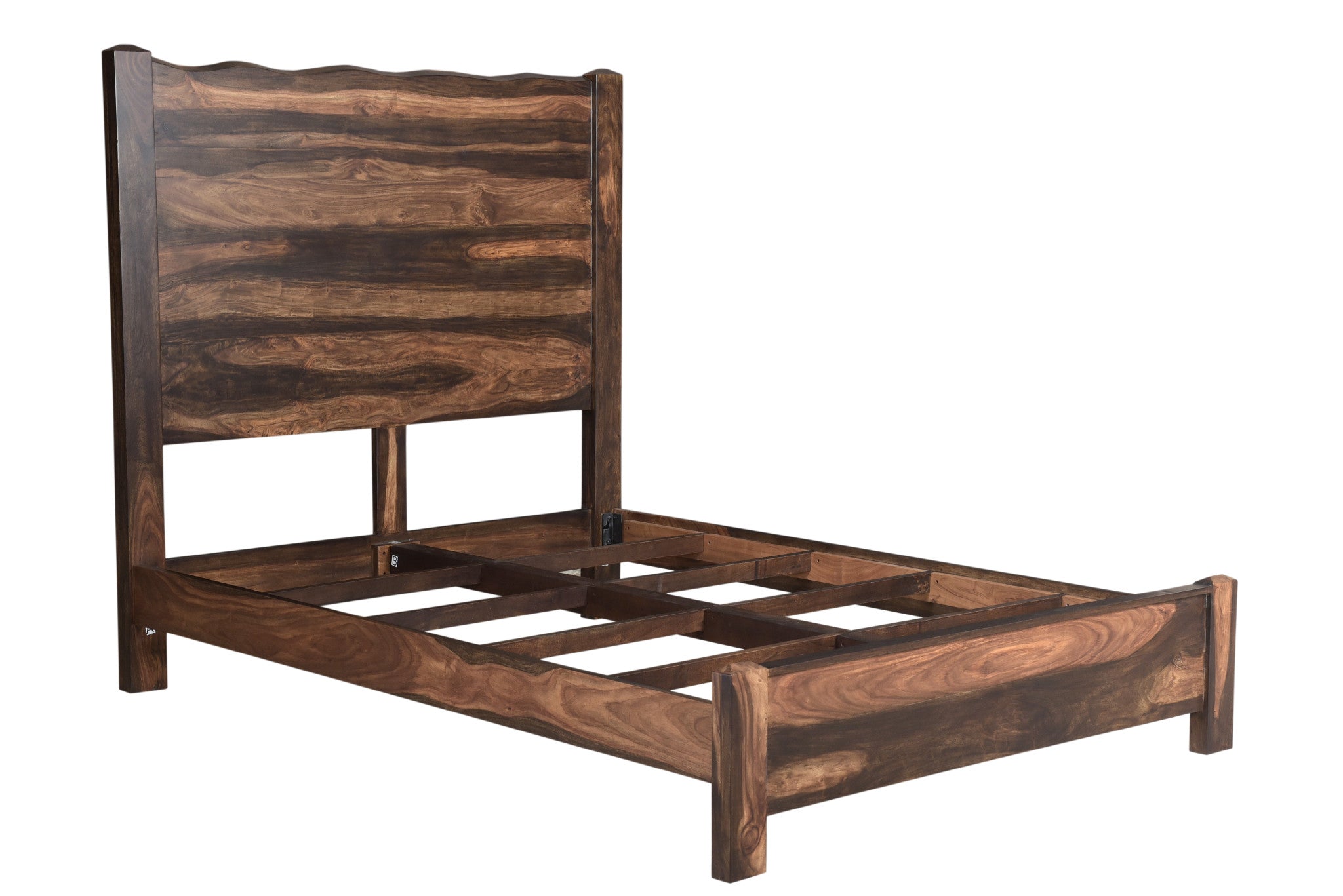 Live Edge Solid Wood Queen Dark Brown Bed