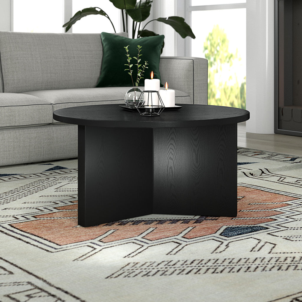 32" Black Round Coffee Table