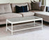 45" Clear Glass And White Steel Coffee Table With Shelf