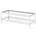 45" Clear Glass And White Steel Coffee Table With Shelf