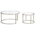 Set of Two 35" Silver Glass And Steel Round Nested Coffee Tables