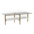 47" Gold Glass And Steel Coffee Table With Shelf